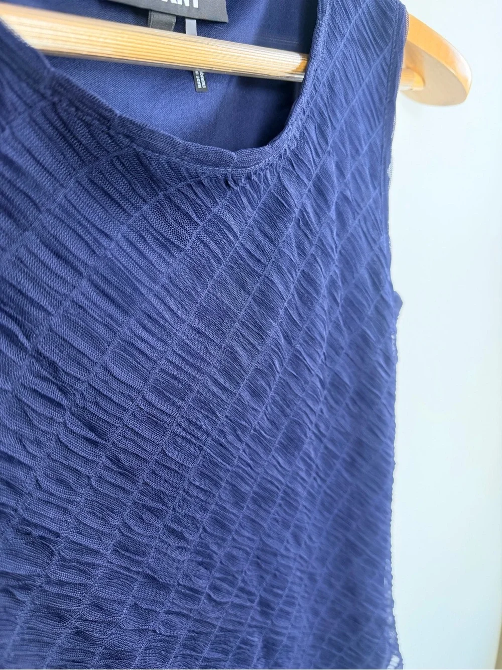 DKNY Navy Textured Sleeveless Blouse XS